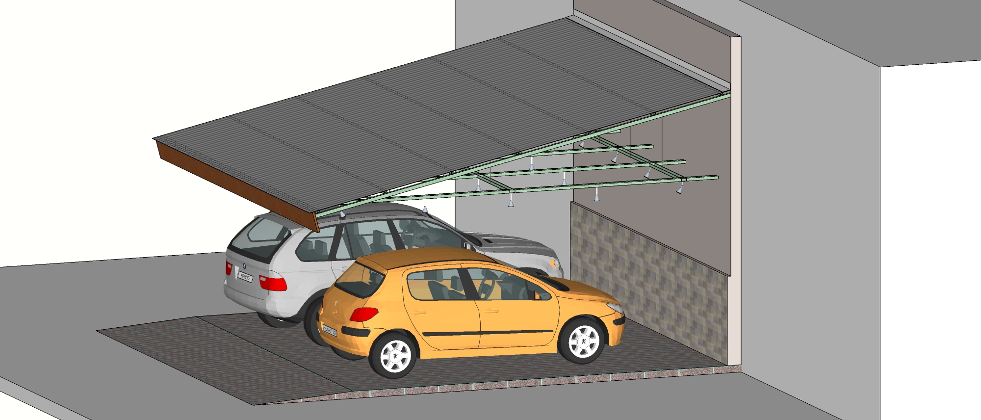 Gambar 3D Atap Cuci Mobil  Tata bangun Contractor